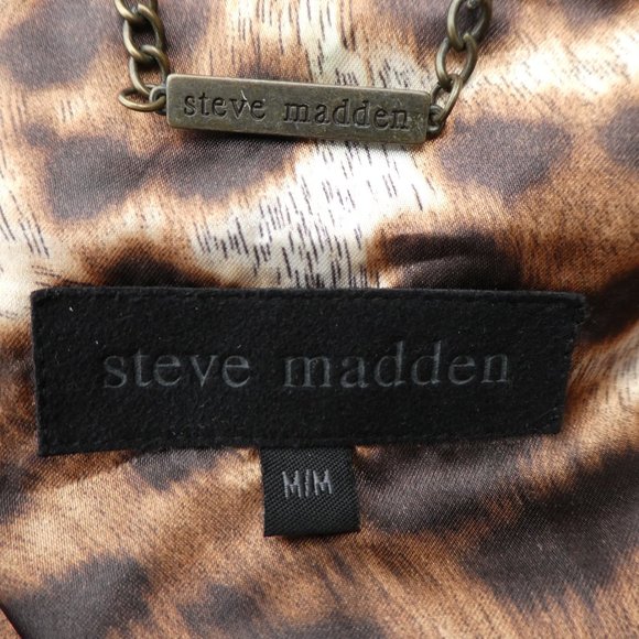 Steve Madden Jacket Cargo Safari Contrasting Faux Leather Sleeves Quilted Hood M - Picture 7 of 9